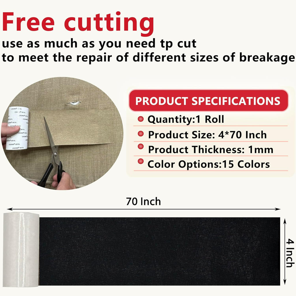 Linen Repair Tape 4x70 Inch Self-Adhesive Couch Patch Repair Fabric Patch for