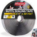 XFasten Butyl Sealing Tape, Black, 1/8-In x 3/4-In x 30-Foot Plumbers Putty, RV Sealant, Boat