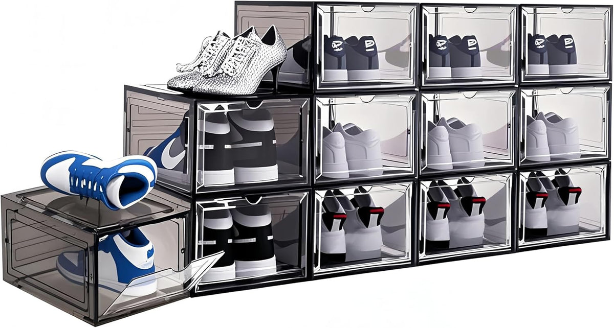 8 Pack Shoes Box Display Case Thicken Shoe Organizer Stackable Boxes for Closet Space-Saving Shoe