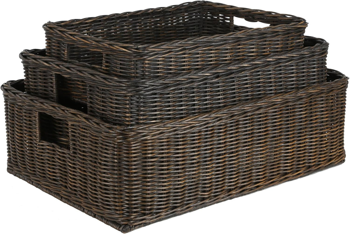 The Basket Lady Under The Bed/Basic Wicker Storage Basket, Medium, 20 in L x 14.5 in W x 6 in H