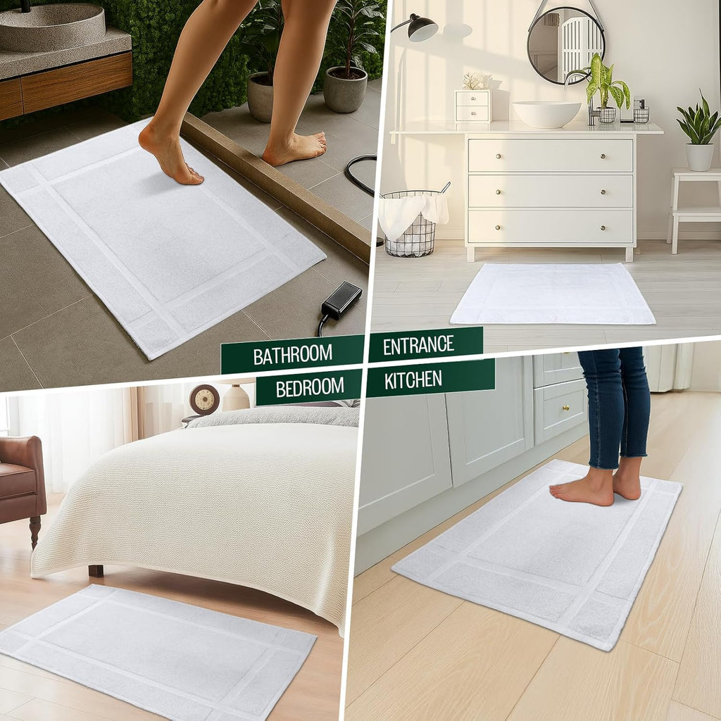 Pearl Linens Pack of 6 100% Cotton Bath Mat 18x25 inches, Soft & Absorbent Quick Dry Bathroom Mat