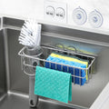 3-In-1 Sponge Holder for Kitchen Sink with Suction Cups & Adhesive Hook, In-sink Sponge Holder
