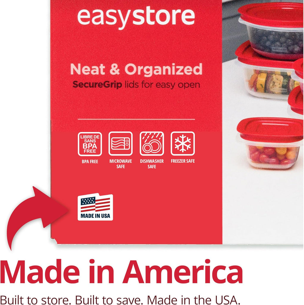 Rubbermaid EasyStore Rectangle, Square, and Round Containers, 34-Piece Set, Food Storage