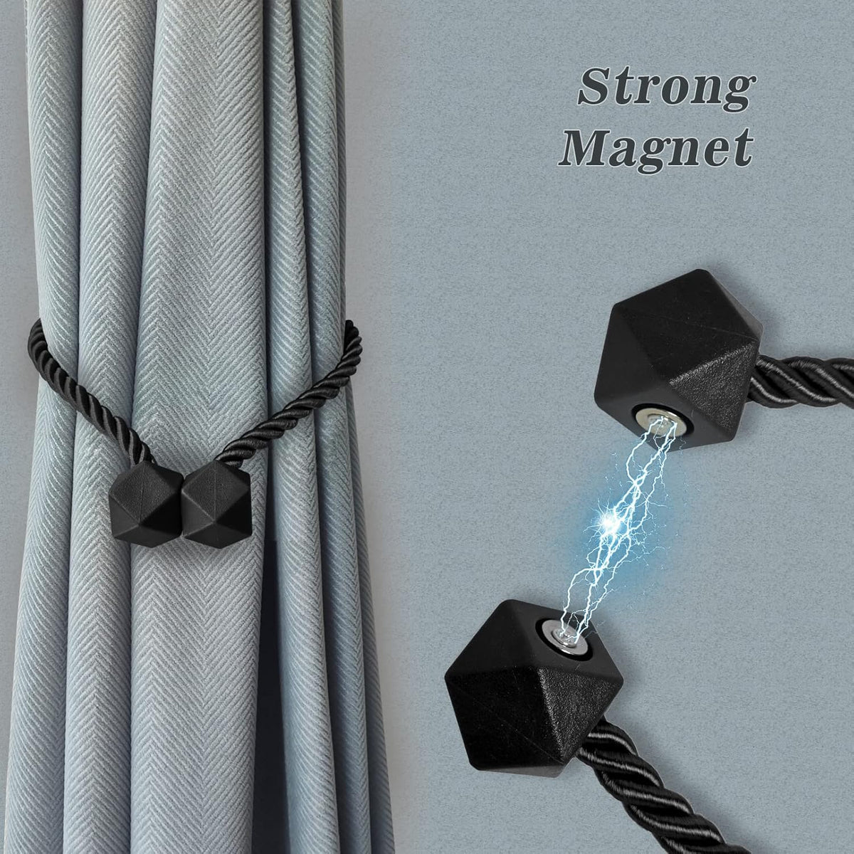 Hion Magnetic Curtain Tiebacks White 2pcs, Curtain Tiebacks Buckles Holdbacks Holders Hooks Clip