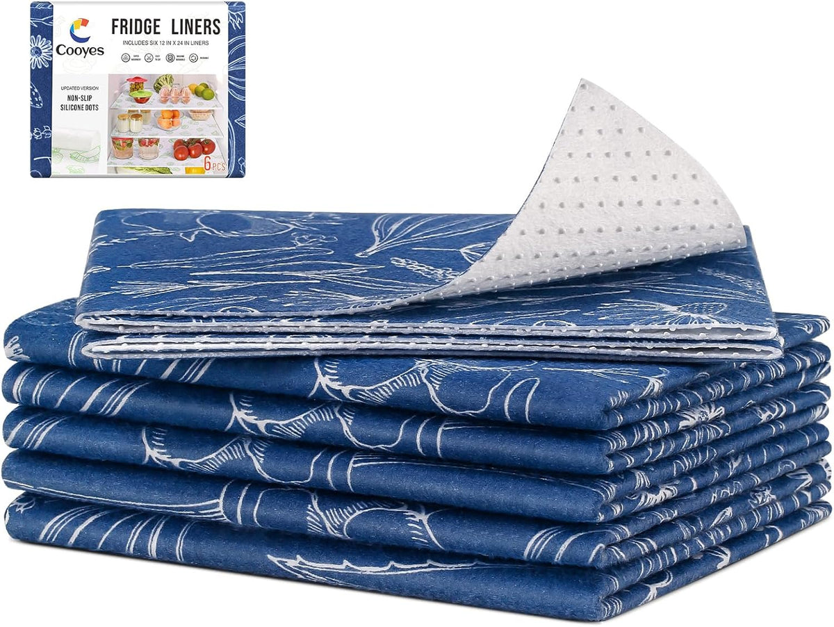 Cooyes Large Fridge Liners for Refrigerator, 17.7" × 24", Drawer & Shelf Liners for Kitchen