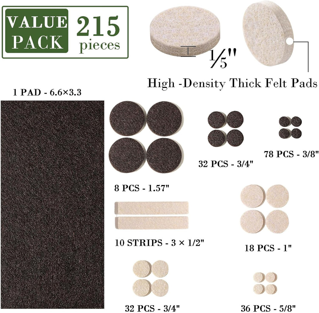 Fursafe&Q Felt Furniture Pads, Furniture Felt Pads for Hardwood Floors -Self Adhesive Chair Leg