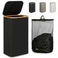 IEGrow Laundry Hamper with Lid,110L Laundry Basket with Mesh Bags,Black