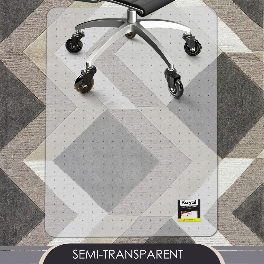 Kuyal Office Chair Mat for Carpet, 32x55 Clear Heavy Duty Computer Chair Mat, Under Desk Protector