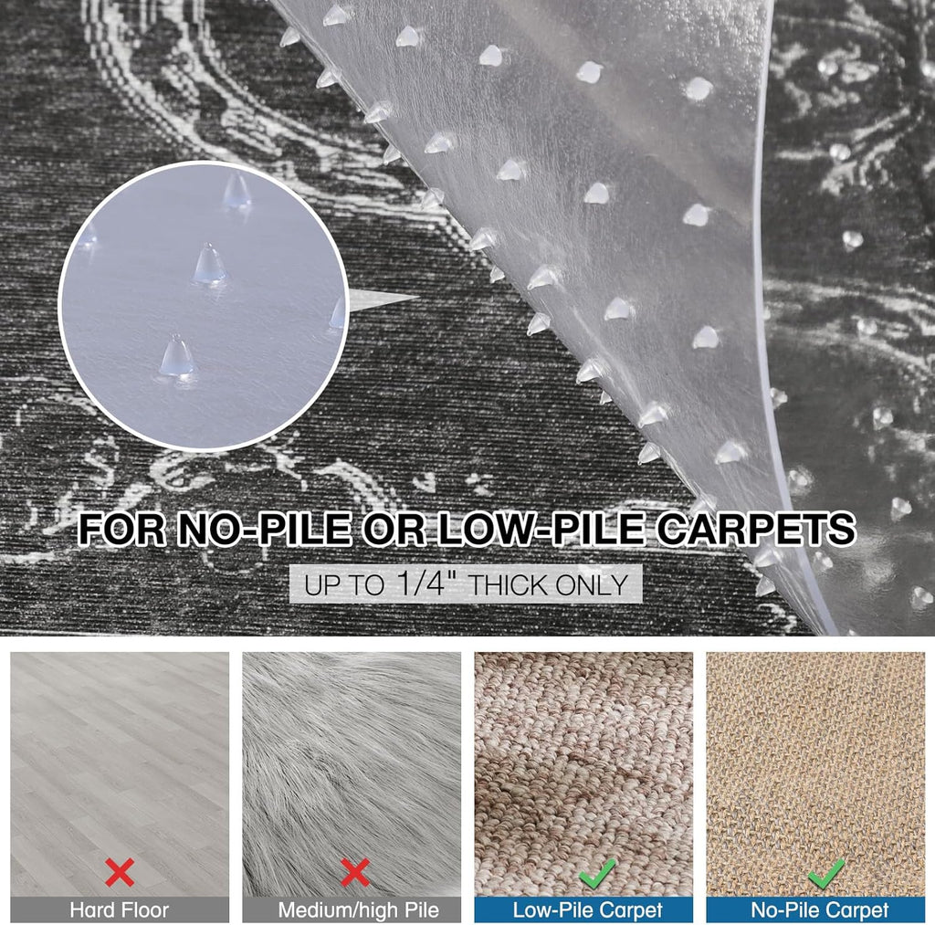 Chair Mat for Carpet, 46" x 60" Desk Chair Mat for Carpeted Floors, Non-Slip Office Vinyl Mat for