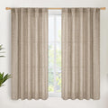 YoungsTex Dark Oatmeal Linen Curtains 45 Inch Length for Short Window, Tan Semi Sheer Drapes with
