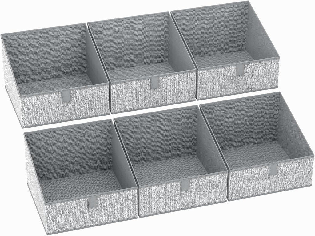 DIMJ Closet Storage Bins 6 Pack - Fabric Trapezoid Closet Organizer Bin, Foldable Storage Baskets