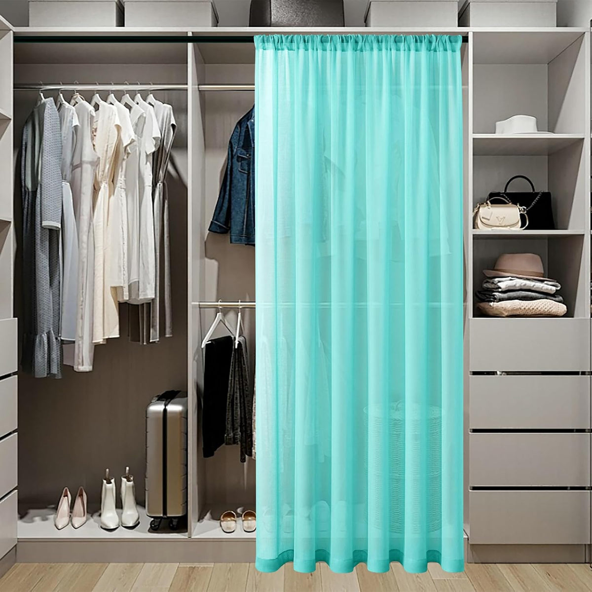 Tollpiz Sheer Door Curtains Closet Linen Textured Curtain Sheers Doorway Light Filtering Voile