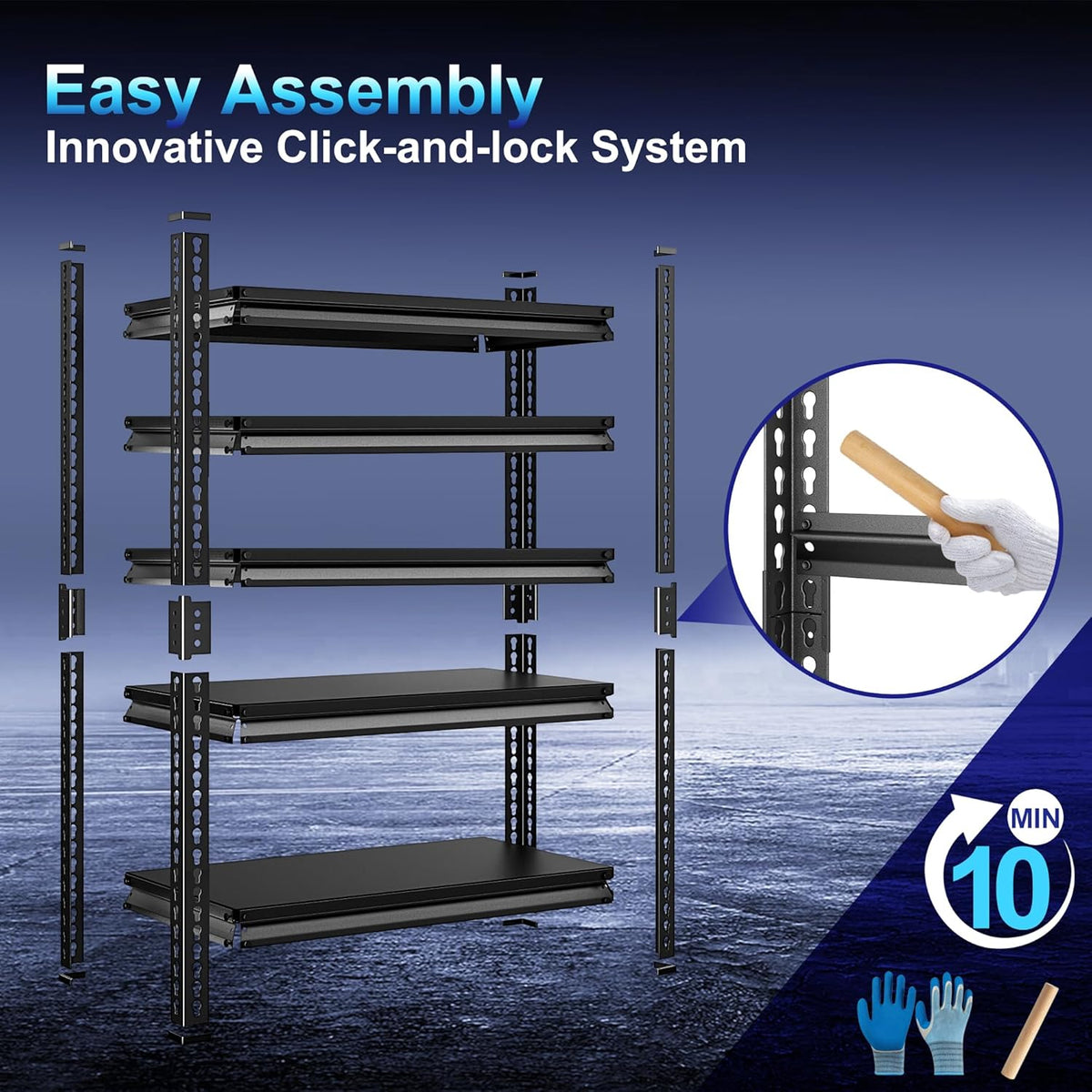 Adjustable Garage Storage Shelves, 40''W Garage Shelving Heavy Duty Loads 2200LBS, Metal Industrial