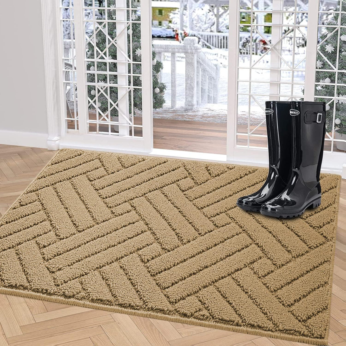 Door Mat Indoor Doormat, Brown Entryway Rug Door Mats Non-Slip Rubber Backing,Heavy Duty