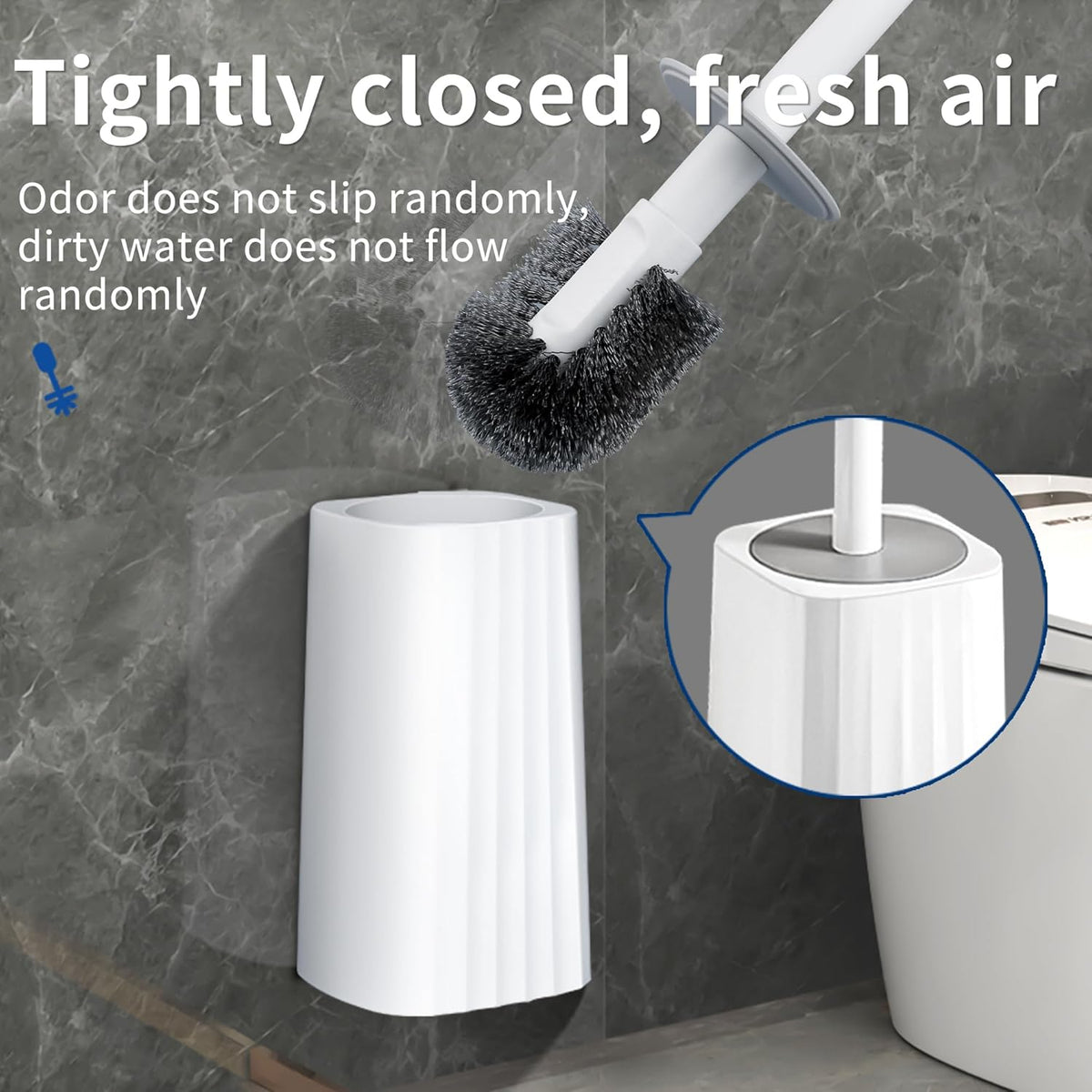Toilet Brush & Holder Set, 2 Pack Toilet Brushes for Bathroom with Holder, Lightweight Plastic