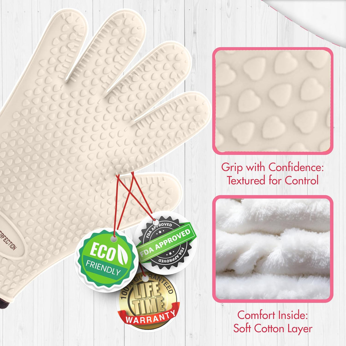 KITCHEN PERFECTION S Silicone Smoker Oven Gloves for Women -Extreme Heat Resistant BBQ Gloves