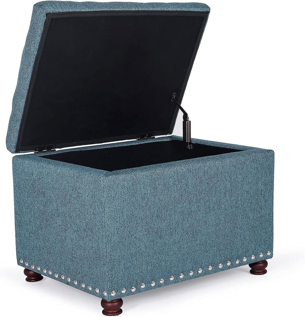 Joveco 24" Ottoman with Storage for Living Room Rectangular Fabric Tufted Bench Footrest Toy Chests