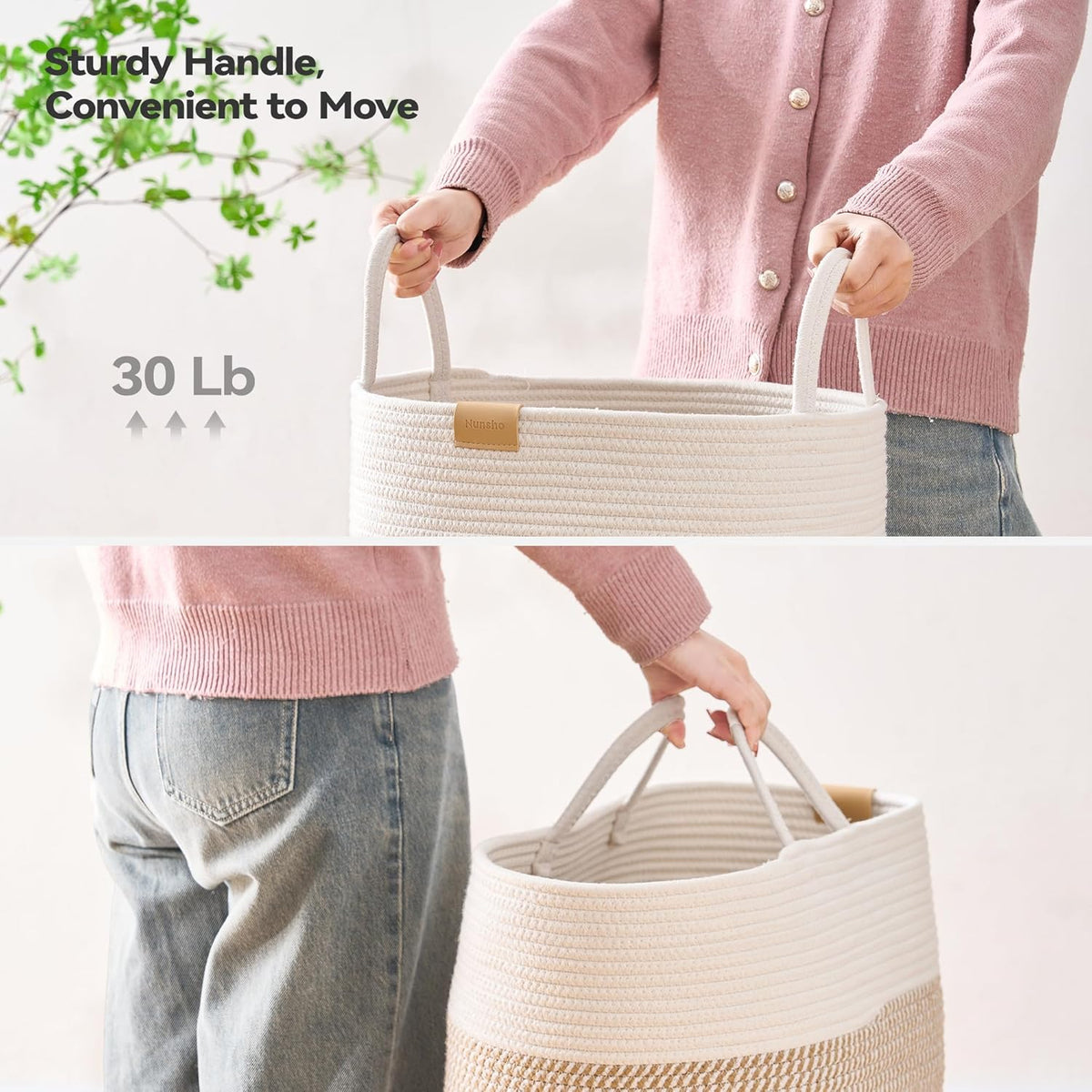 80L Laundry Hamper Basket,Baby Nursery Woven Storage Basket for Toys