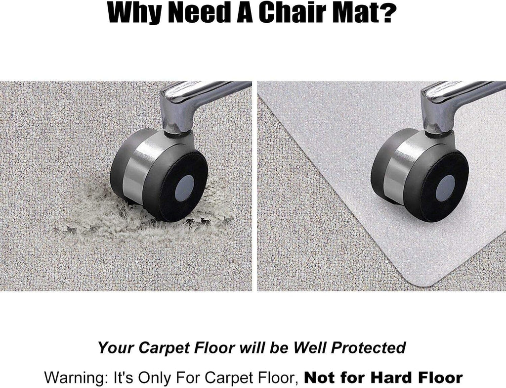Kuyal Desk Chair Mat for Carpet, 30'' x 48'' Rectangle Transparent Mats for Chairs Good for Desks