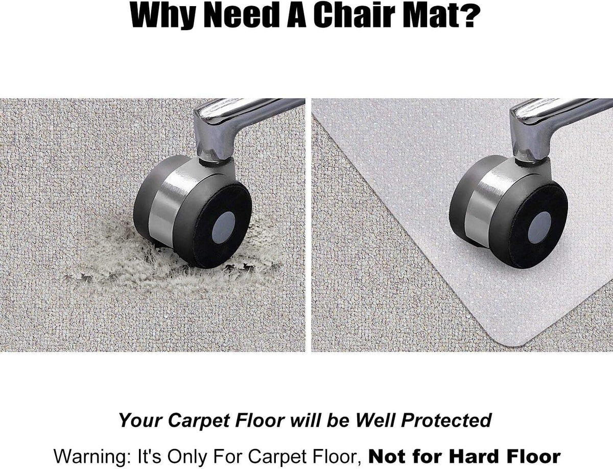 Kuyal Desk Chair Mat for Carpet, 51'' x 63'' Rectangle Transparent Mats for Chairs Good for Desks