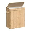 SONGMICS Bamboo Laundry Hamper with Lid, 26.4-Gallons, with Handles