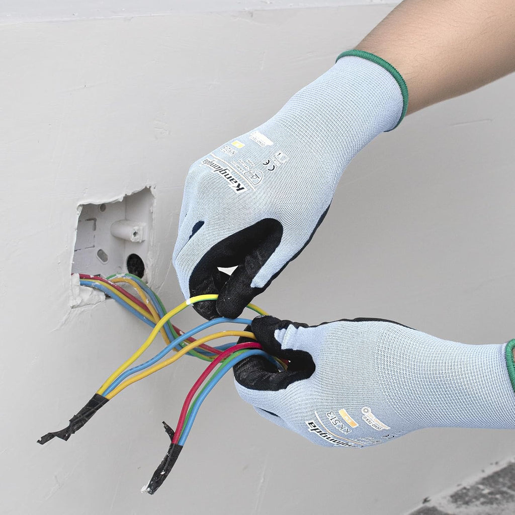 3-Paris XL Work Gloves for Men and Women, Nitrile Coated Safety Protective Gloves with Grip, Ideal