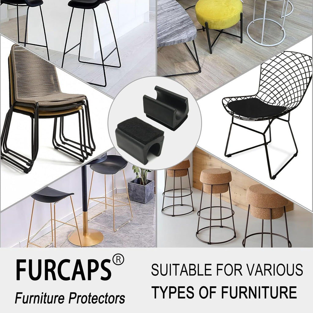 Rectangle U Shaped Chair Leg Tips Cap with Felt Pads,Furniture Feet Protector Slide Smoothly