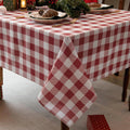 Classic Gingham Tablecloth Fabric - Oblong 58x120 Water Resistant Chequered Pattern Table Cloth for