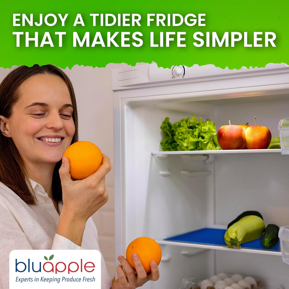 Bluapple FreshMats, Refrigerator Bin Liner, Fridge Drawer Mats, Crisper Life Extender Liner Keeps