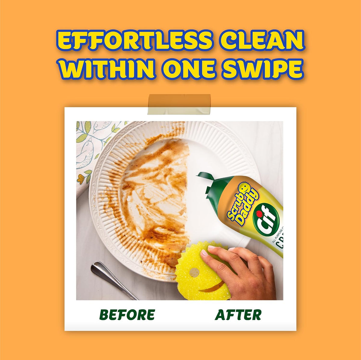 Scrub Daddy + 2x Cif All Purpose Cleaning Cream, Lemon - Multi Surface Household Cleaning Cream