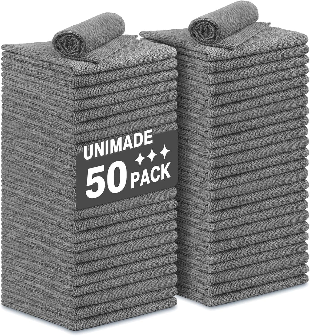 Microfiber Cleaning Cloth, 50 Pack Microfiber Towels for Cars Reusable Shop Rags Bulk Lint Free
