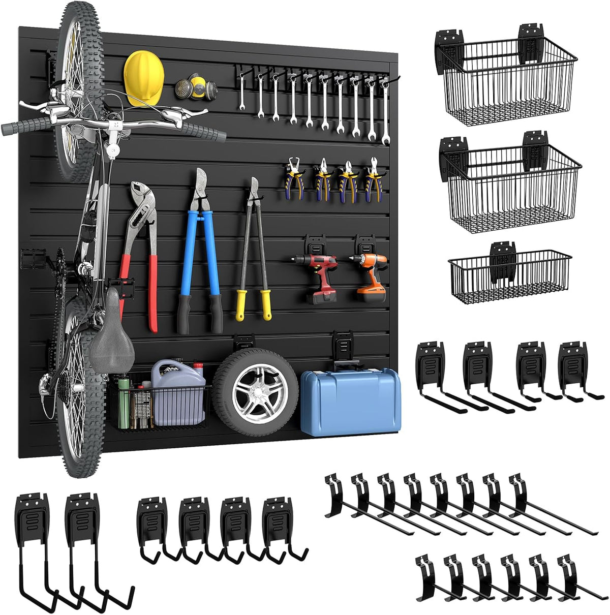 DoCred Slatwall Paneling Organizer, 4x4 FT PVC Garage Slat Wall Storage Systems, Heavy Duty Mounted