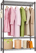 Heavy Duty Rolling Garment Rack 3 Tiers Adjustable Wire Shelving Clothes Rack with 1 Rods and Side