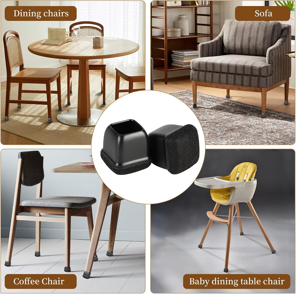 Square Chair Leg Floor Protectors Large 24Pcs,Silicone Chair Leg Protectors for Hardwood