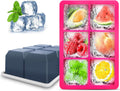 Silicone Ice Cube Trays with Lids,Large Square Ice Cube Molds for Freezer, Whiskey, Cocktail