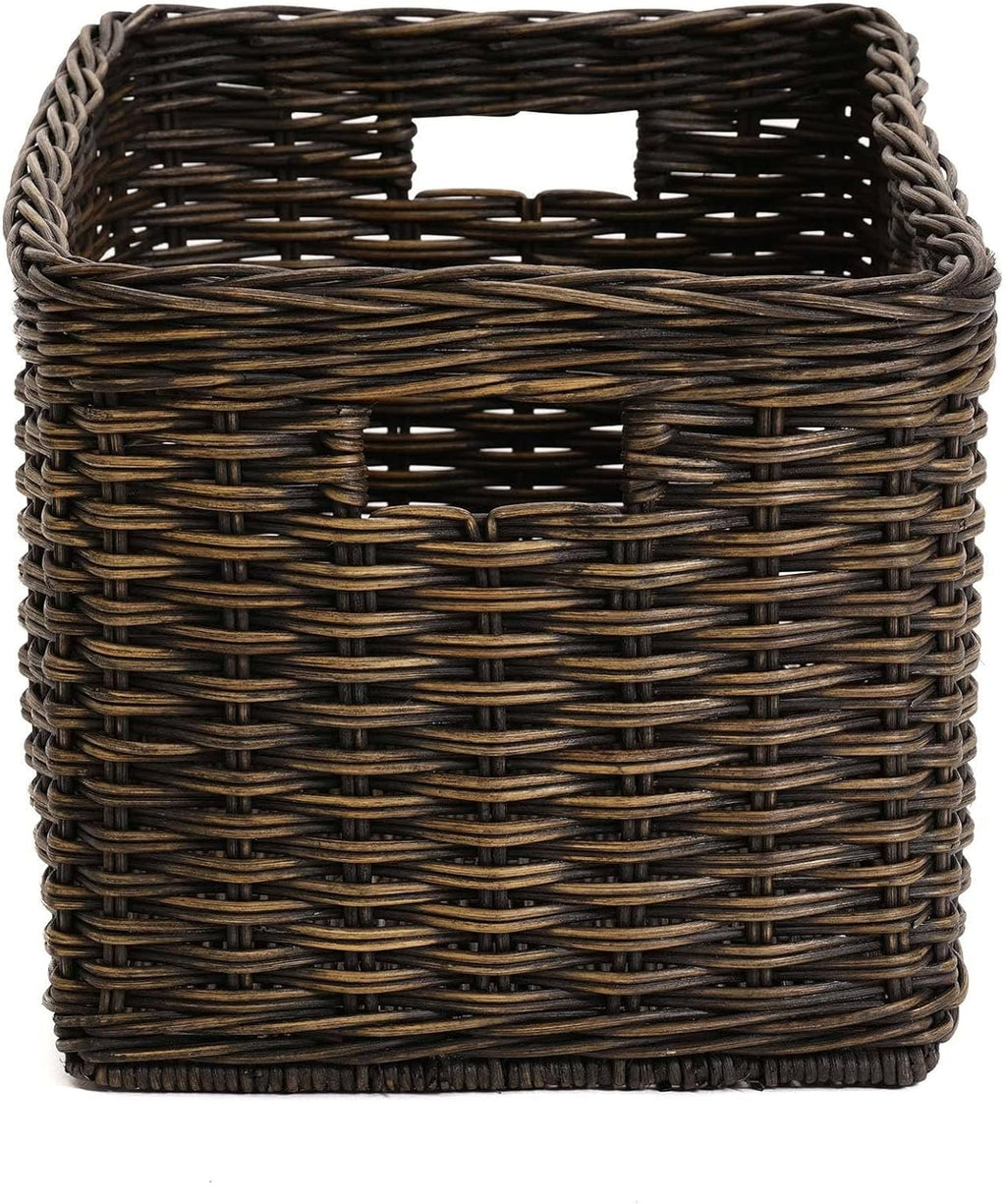 The Basket Lady Tall Rectangular Wicker Storage Basket, Small, 16.5 in L x 10.5 in W x 10.5 in H