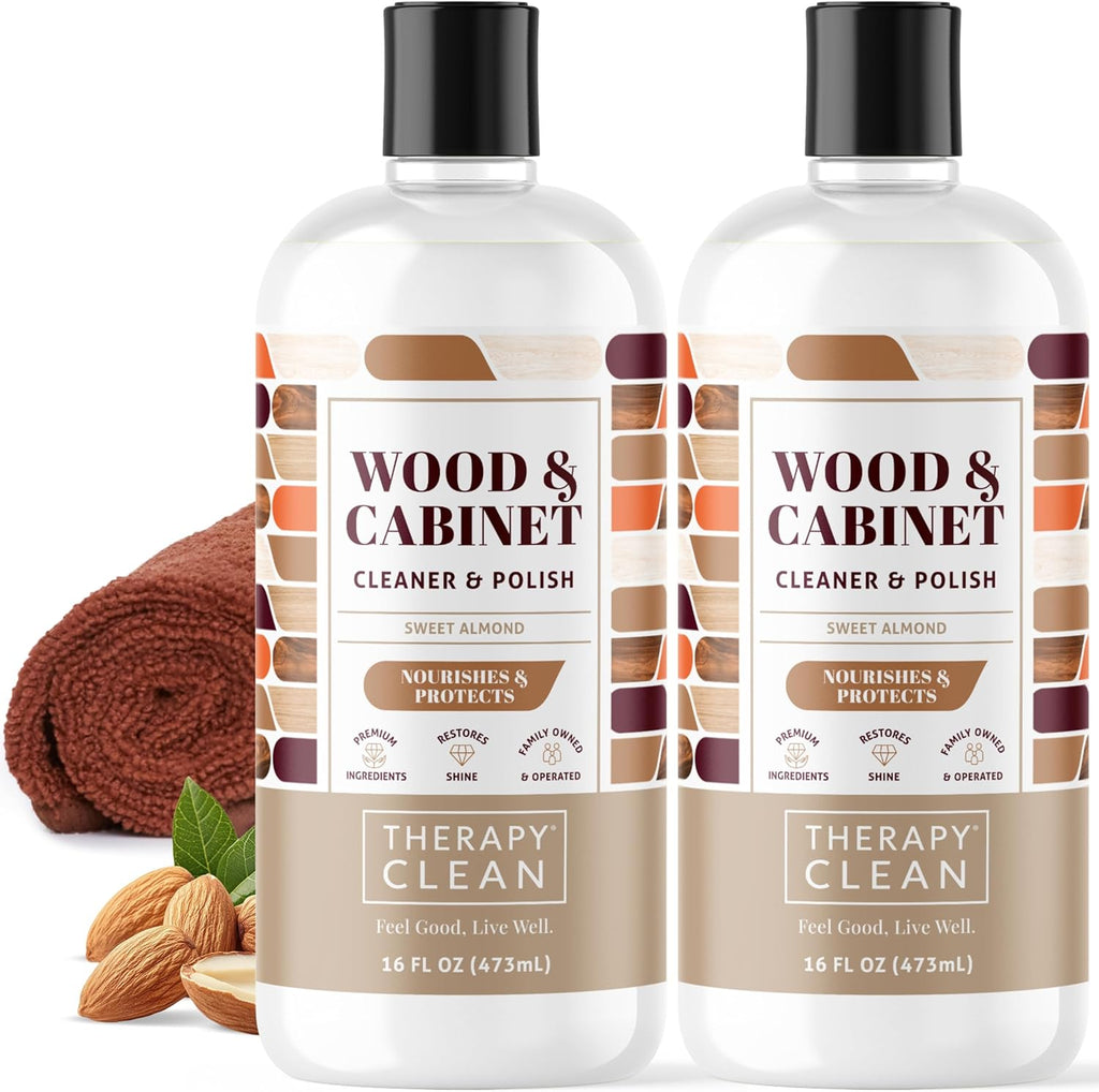 Therapy Wood Cleaner & Polish 16 oz. (2-Pack with Microfiber Cloth) - Wood Cabinet and Table