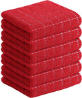 Homaxy 100% Cotton Terry Kitchen Towels(Red, 13 x 28 inches), Checkered Designed, Soft and Super
