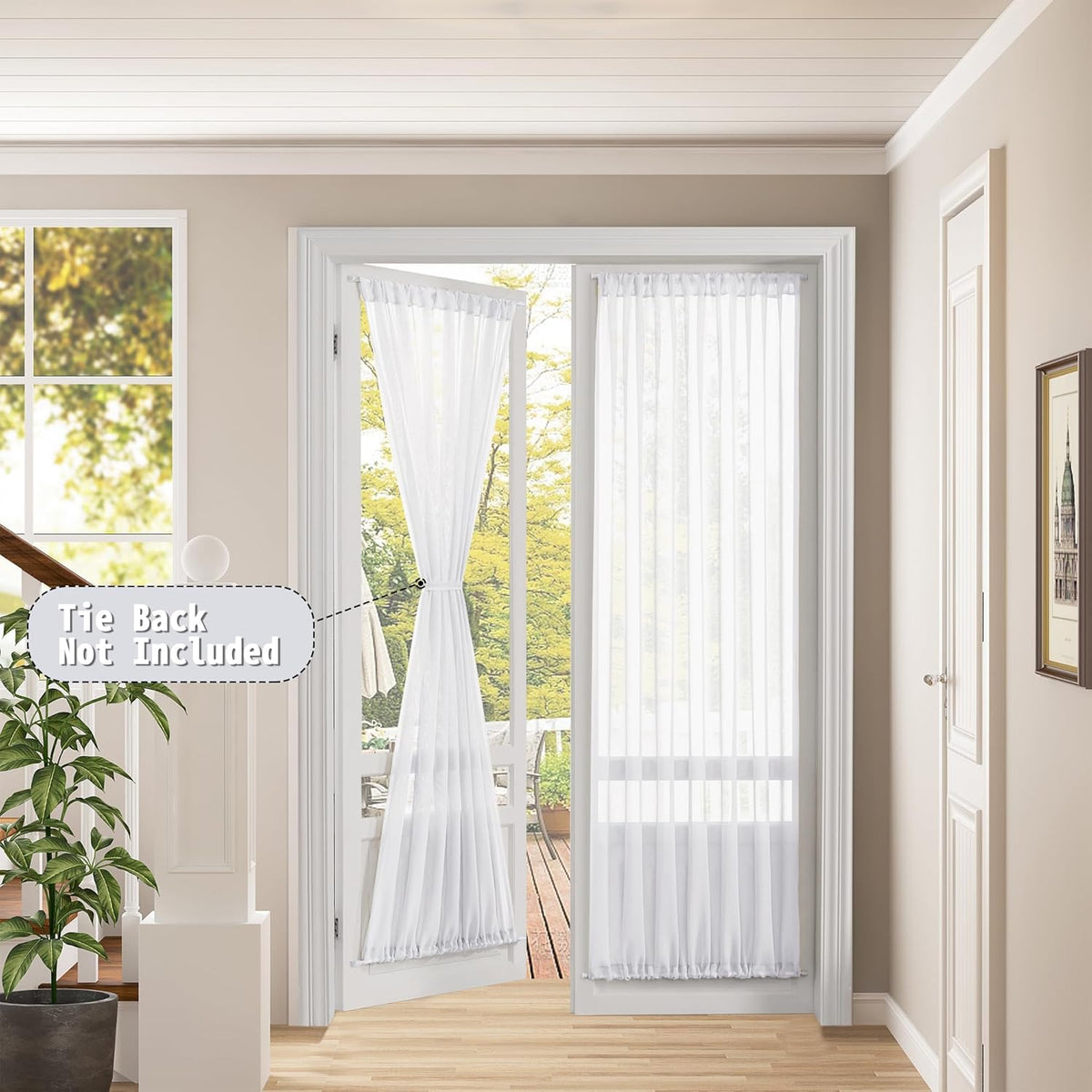 Tollpiz Sheer Door Curtains Closet Linen Textured Curtains Sheer Doorway Light Filtering Voile Rod