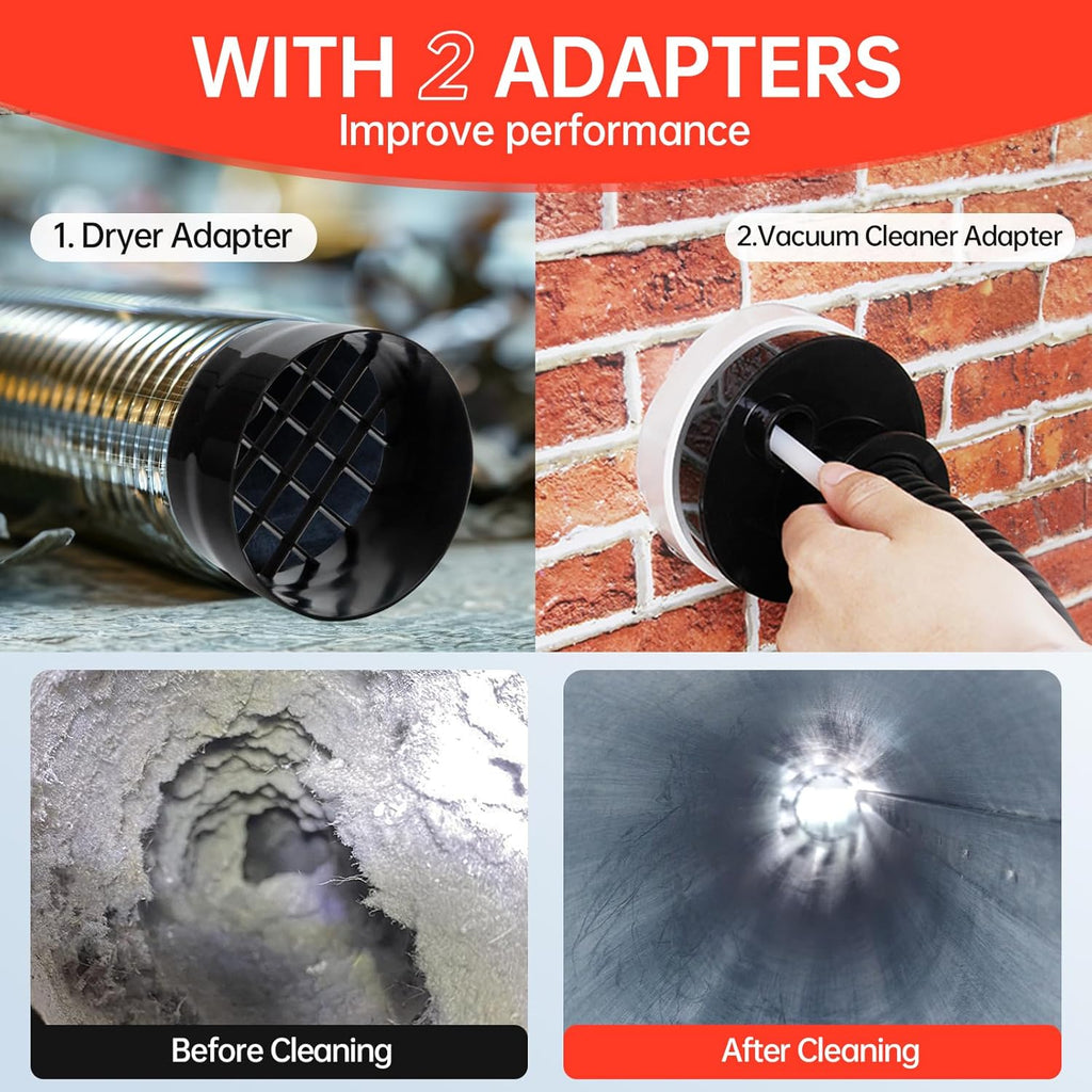 Dryer Vent Cleaner Kit, Bluesea 33-Piece Omnidirectional Dryer Cleaning Kit Include 40 Feet Dryer