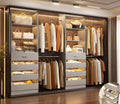 Aheaplus Closet System, 6-15Ft Closet Organizer with 8 Wooden Drawers, Wood Closet Organizer System