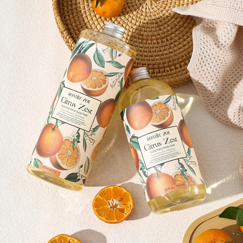 ROMIIE ZOI Liquid Hand Soap Refill, Citrus Zest, Gentle & Moisturizing Formula, 750 ML/ 26 FL OZ