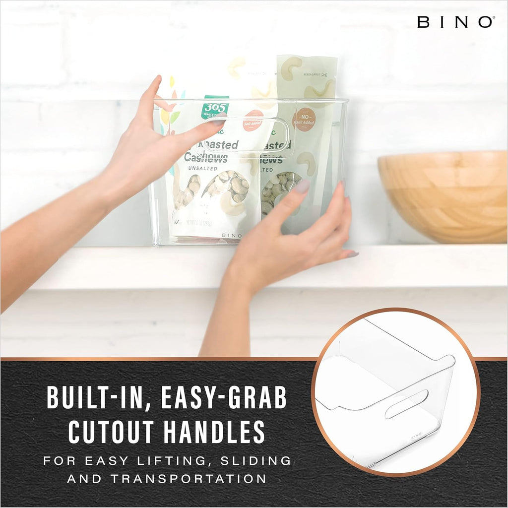 BINO | Plastic Storage Bins, Small - 2 Pack, Clear | THE SOHO COLLECTION | Pantry Organizers and