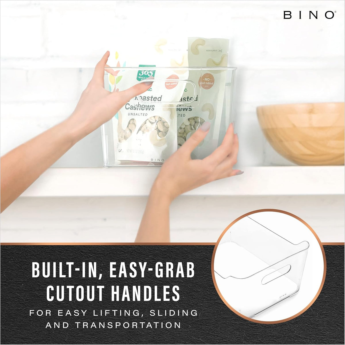 BINO | Plastic Storage Bins, Small - 2 Pack, Clear | THE SOHO COLLECTION | Pantry Organizers and