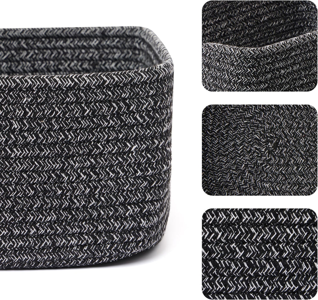 Small Storage Baskets for Organizing | Closet Organizer Bins | Shelf Toy Basket | Woven Rope