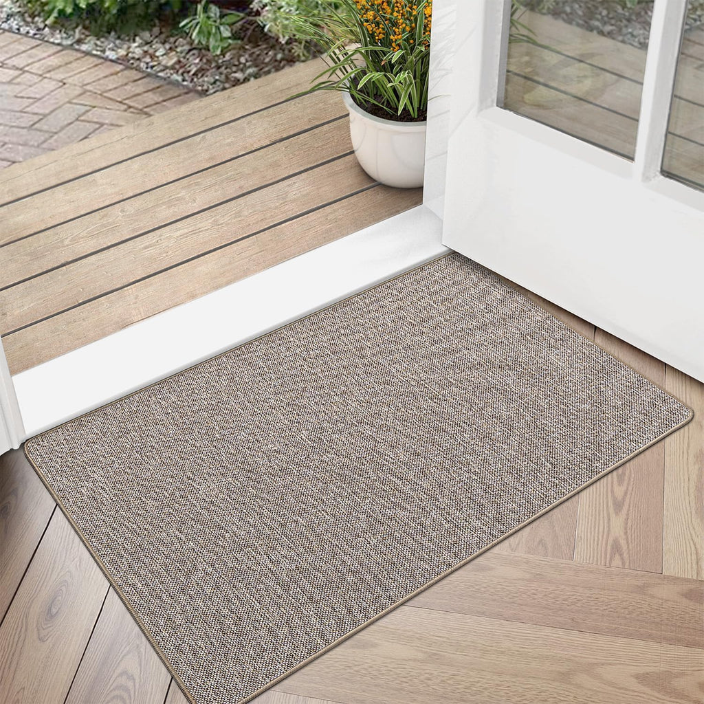 LUMI Ultra Thin Door Mat for Entryway, 24"x36" Low Profile Non Slip Rubber Backing Indoor Doormat