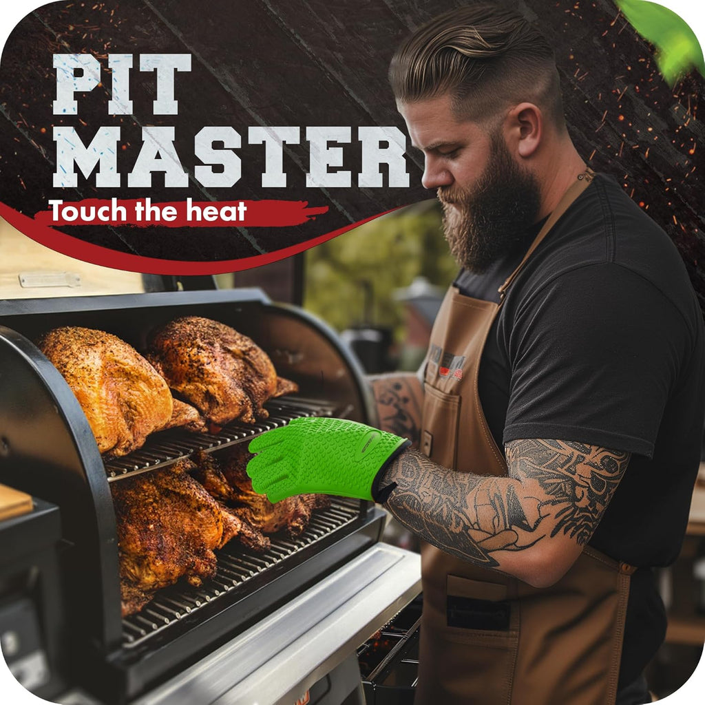 KITCHEN PERFECTION S Silicone Smoker Oven Gloves -Extreme Heat Resistant BBQ Gloves -Handle Hot