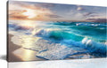 GUGIKA Ocean Wall Art for Living Room, Blue Wave and Large Coastal Beach Canvas Wall-Decor for