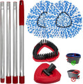 Spin Mop Handle,Mop Heads Replacements,Scrubber Mop Head and Mop Base Combo Set Compatible with