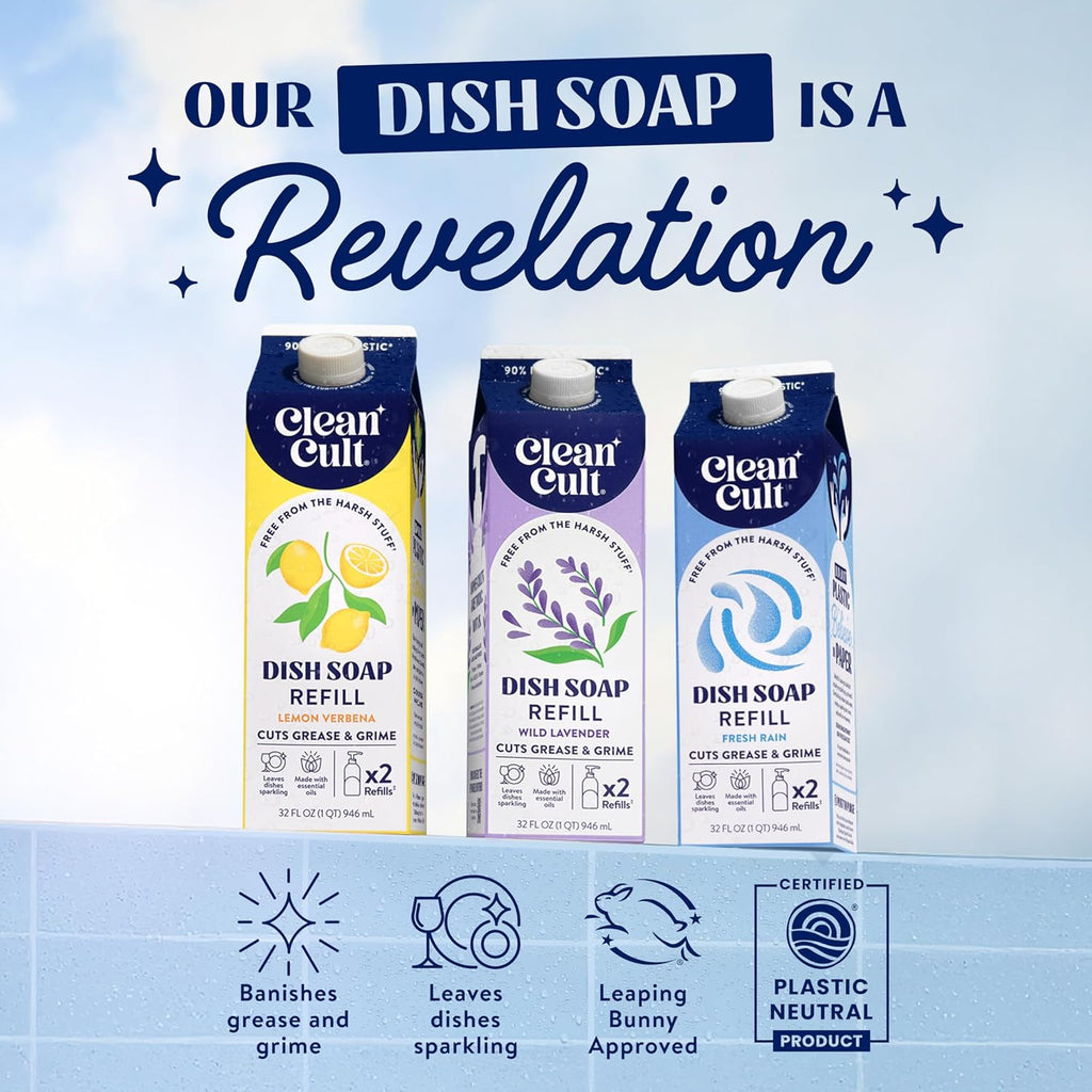 Cleancult Dish Soap Liquid Refill (32oz, 1 Pack) - Plant Based Cleaning Power - Dish Soap that Cuts